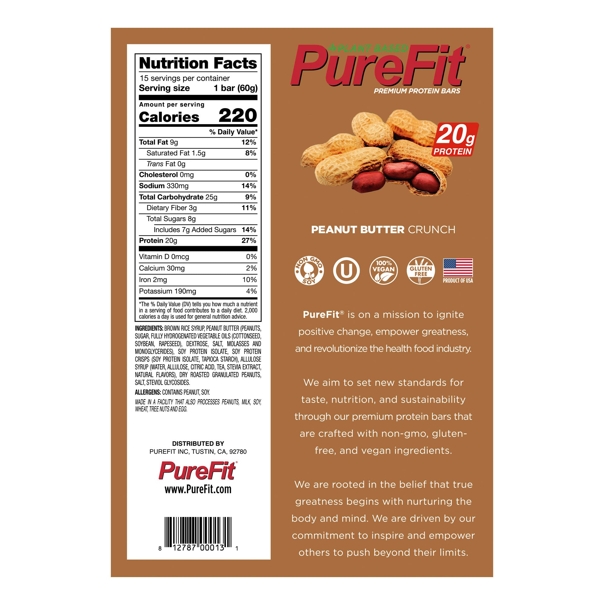Purefit Bars PureFit Nutrition Bars - High Protein Gluten-Free Vegan Nutrition Bars