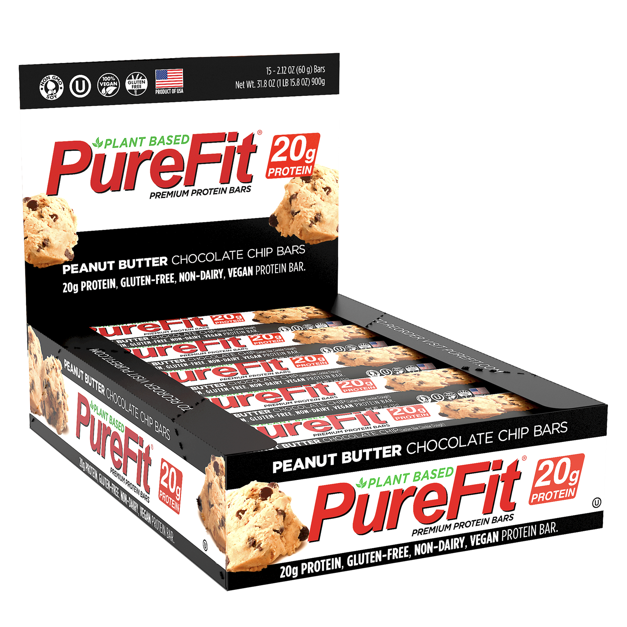 Peanut Butter Chocolate Chip Protein Bar - Box of 15 Bars