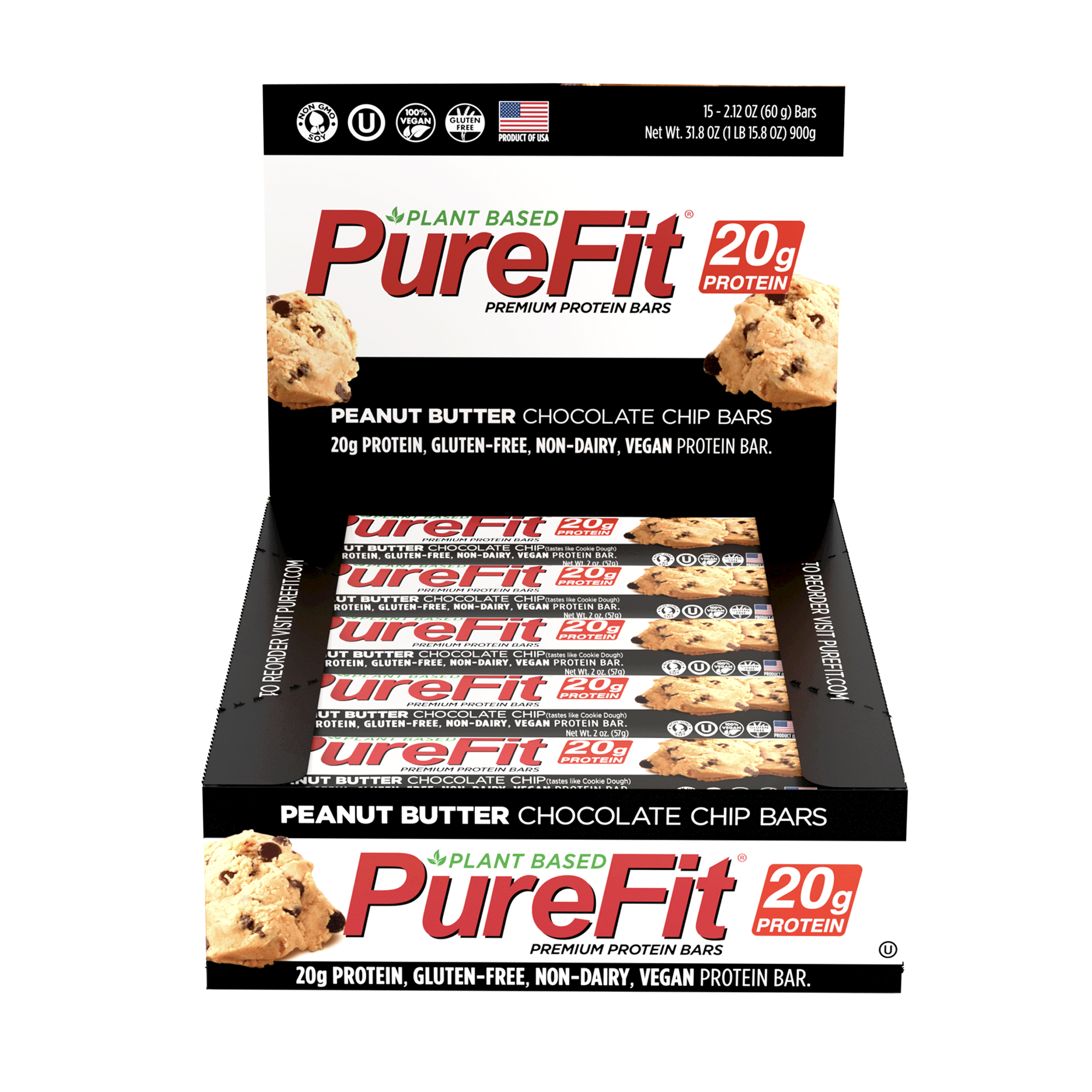 Peanut Butter Chocolate Chip Protein Bar - Box of 15 Bars